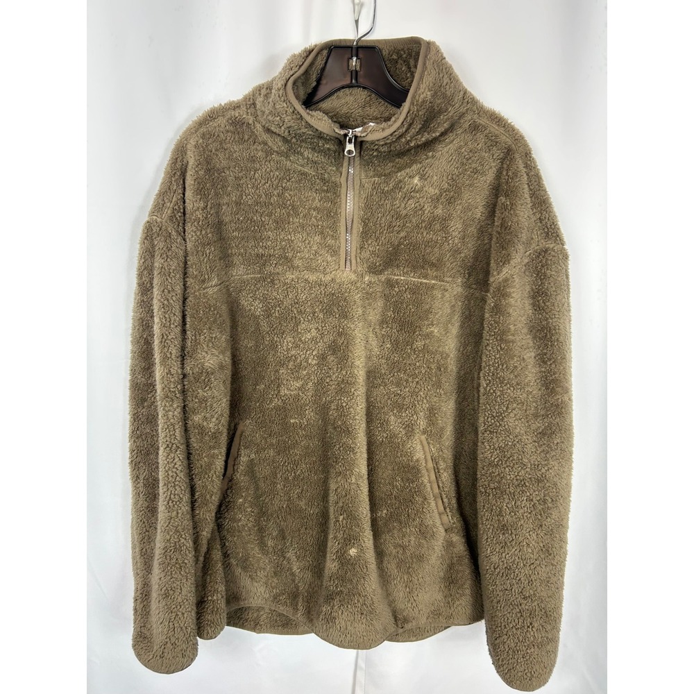 Sage Collective Brown Teddy Fleece Half Zip Pullover Faux Fur Cozy Sweatshirt‎ L